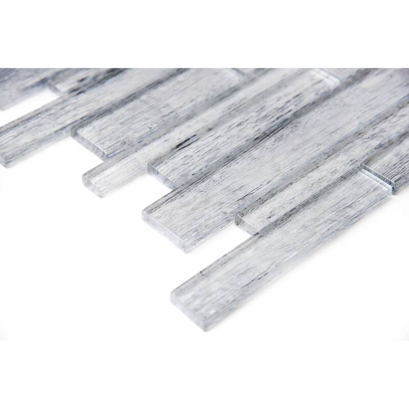 The Tile Life Woodland 1x3 Silver Glass Backsplash Wall Tile