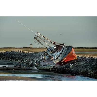Grounded Boat After Storm Cape Cod by Wayne Collamore Art Poster - Print On Demand
