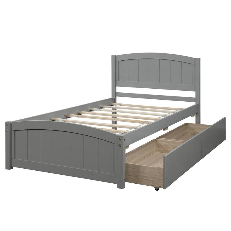 Merax Twin Size Platform Bed with 2 Storage Drawers