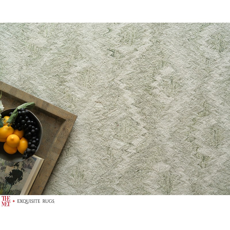 The Met X Exquisite Rugs Bargello Light Green Area Rug