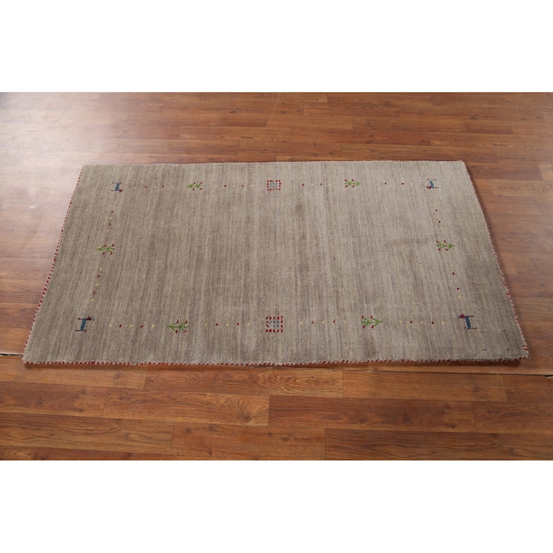 Tribal Gabbeh Indian Accent Rug Hand-Knotted Oriental Wool Carpet - 2'7"x 4'9"