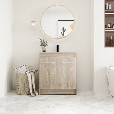 30" Freestanding Bathroom Vanity with Sink and 2-Door Cabinets