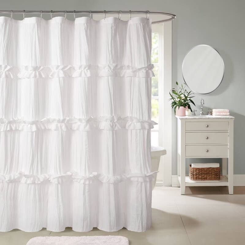 Recycled Ruffles and Pleats Shower Curtain - 72"Wx72"L - White