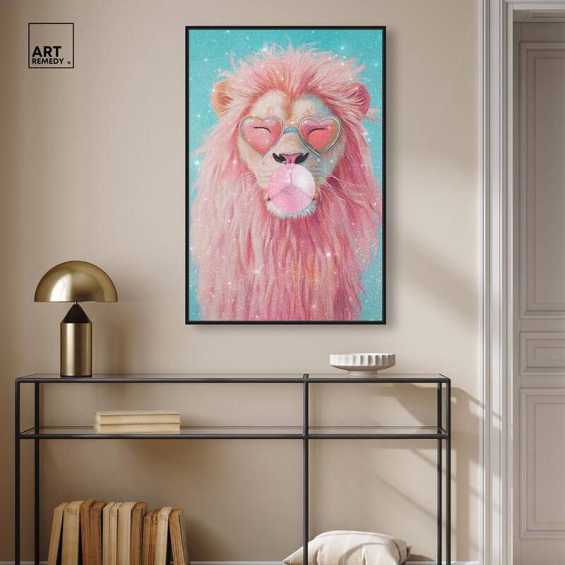 Pastel Lion Bubblegum Canvas by Art Remedy
