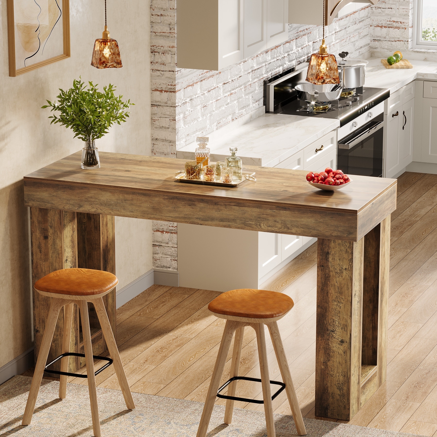 Rectangular High Top Bar Table for Kitchen, Home Bar, Living Room - N/A