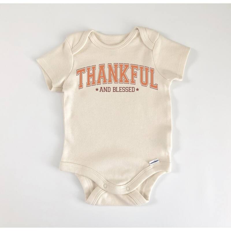 Thankful Blessed - Baby Boy Girl Clothes Infant Bodysuit Funny Cute Newborn - White - 3-6M