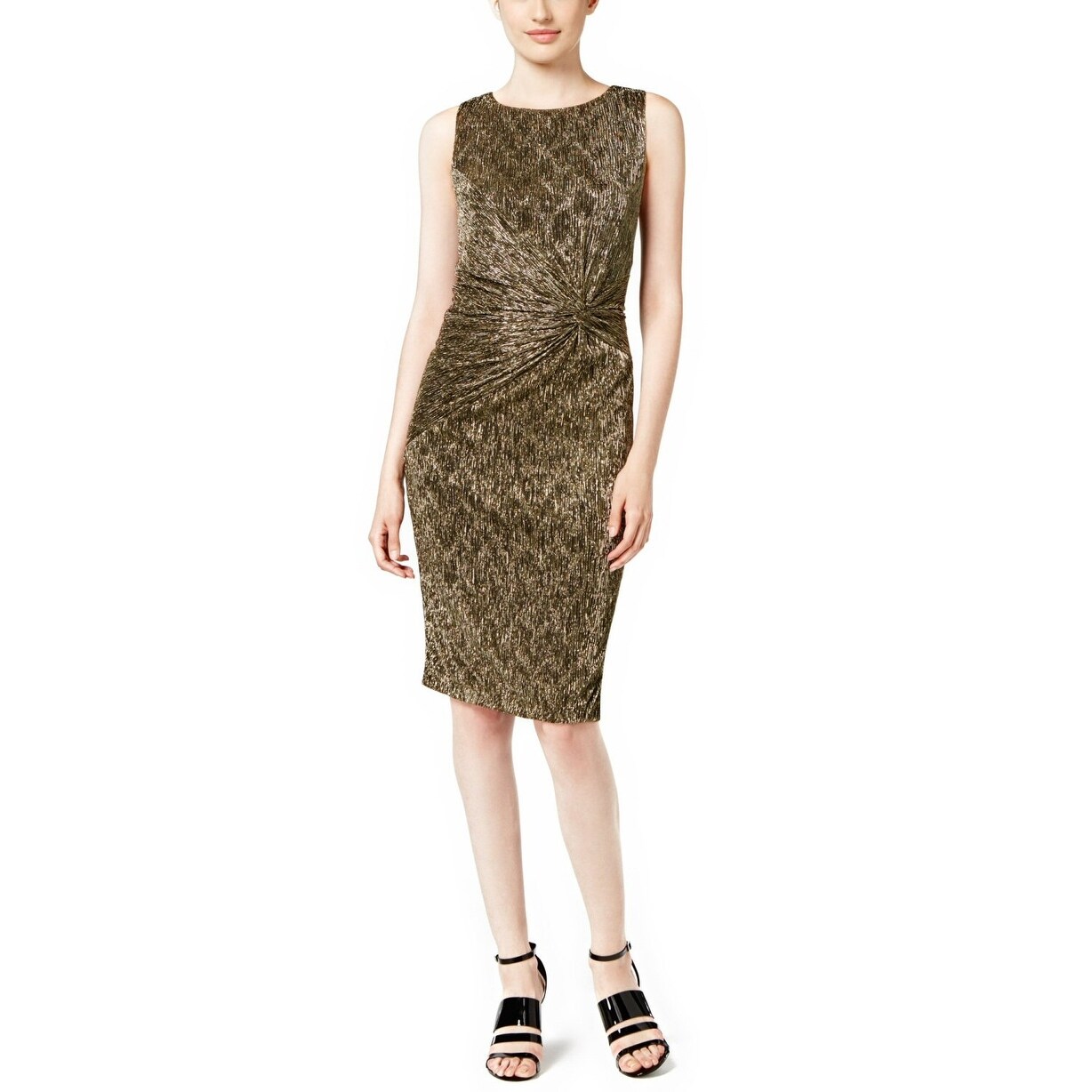 calvin klein black dress with gold zipper in back