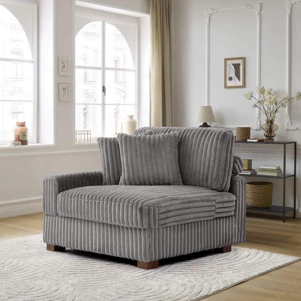 Plush Corduroy Chaise Armchair Modular Lounge Sectional Corner Sofa