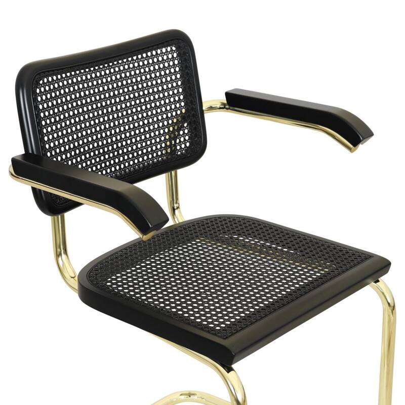 Breuer Chair Company Marcel Breuer Cesca Cane Cantilever Armchair Arm Chair w/ Brass Steel Frame (Various Wood & Cane Colors)