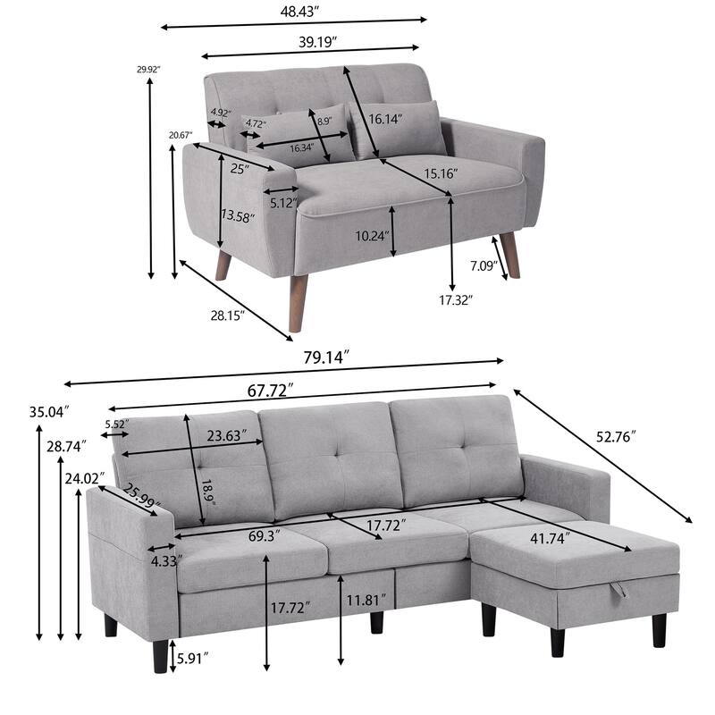 3 Pieces Living Room Sets