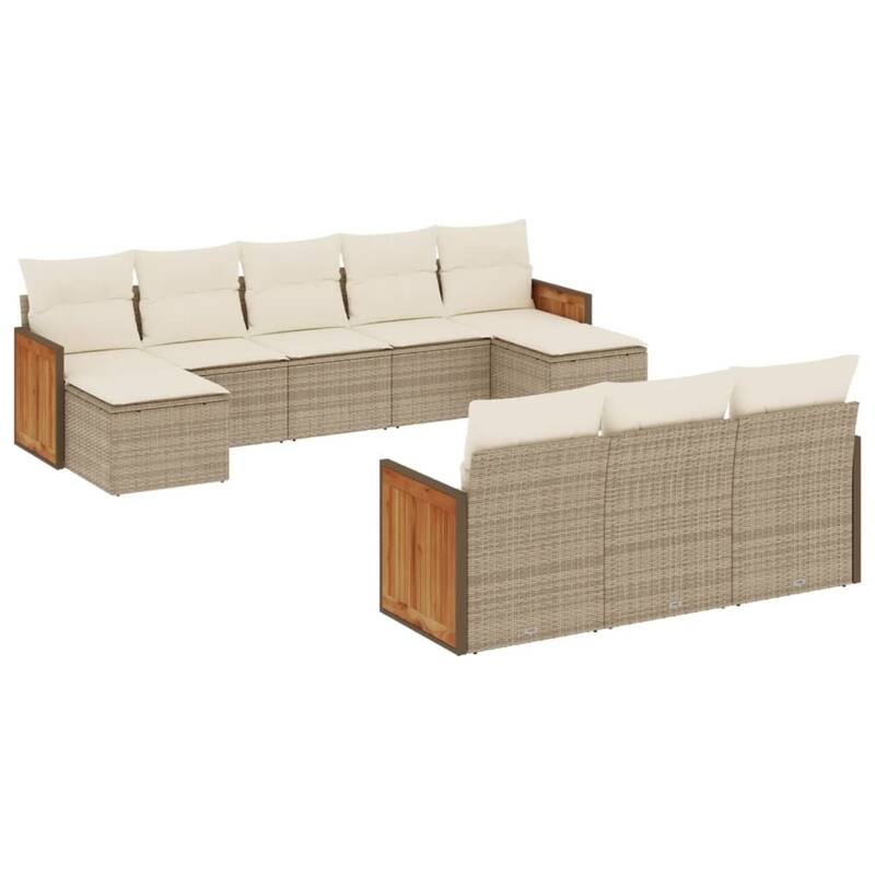 vidaXL Patio Sofa Set with Cushions Outdoor Conversation Furniture Poly Rattan - 21.7 x 21.7 x 14.6