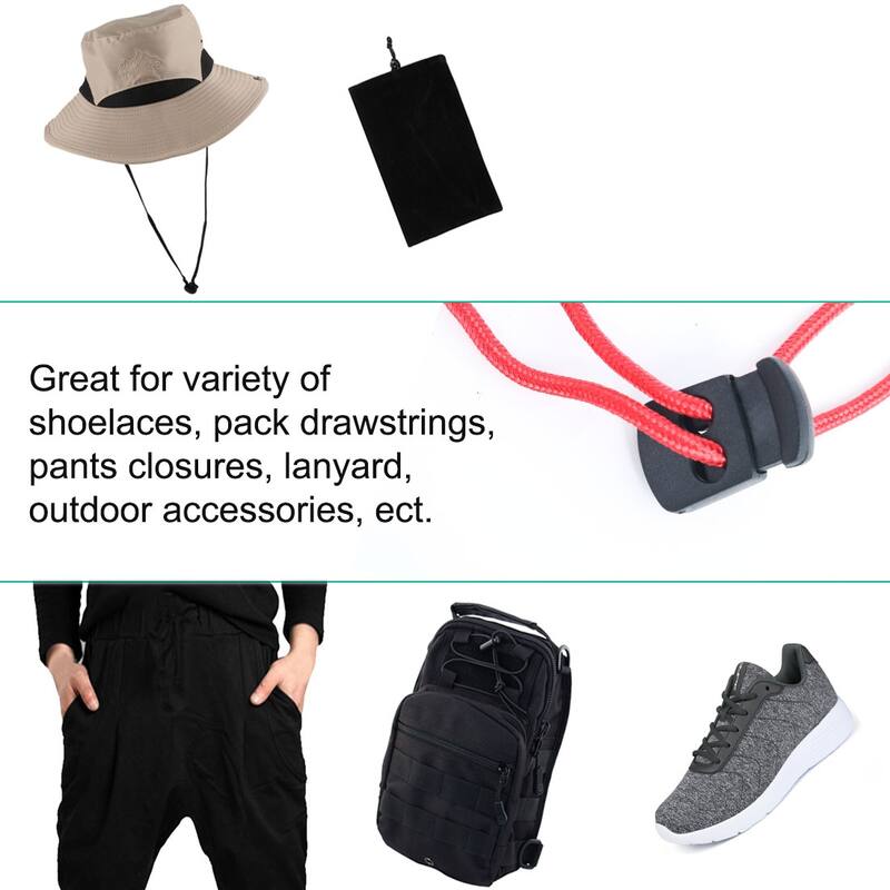 6pcs Plastic Cord Locks Stoppers End Spring Fastener Organizers Black