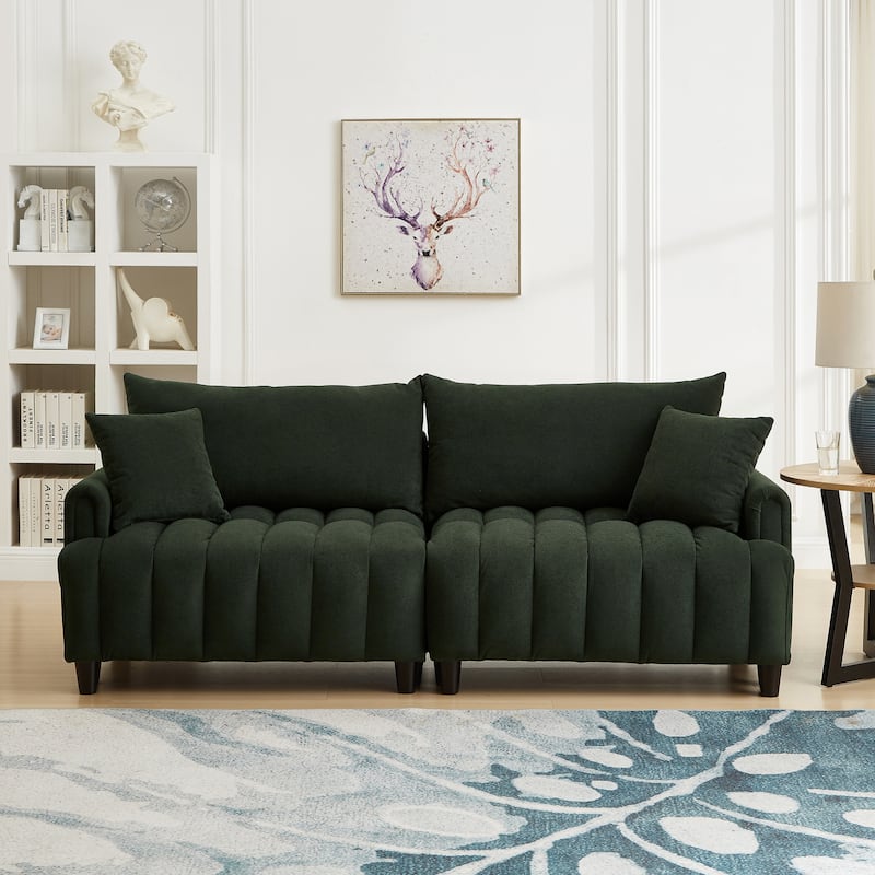 Futon Loveseat Couch Convertible into Sleeper Sofa Bed with Hidden Storage and Adjustable Backrest, Modern Loveseat Sleeper - Dark Green