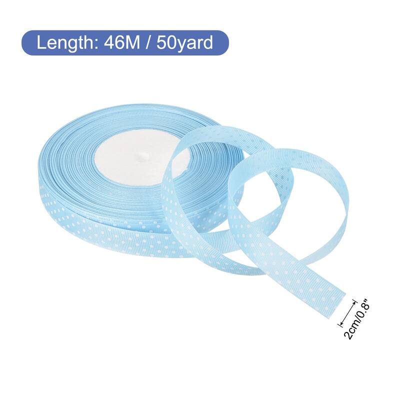 Grosgrain Ribbons with Dots Ribbon Bow Decoration - Light Blue - 50 Yards 3/4 Inch