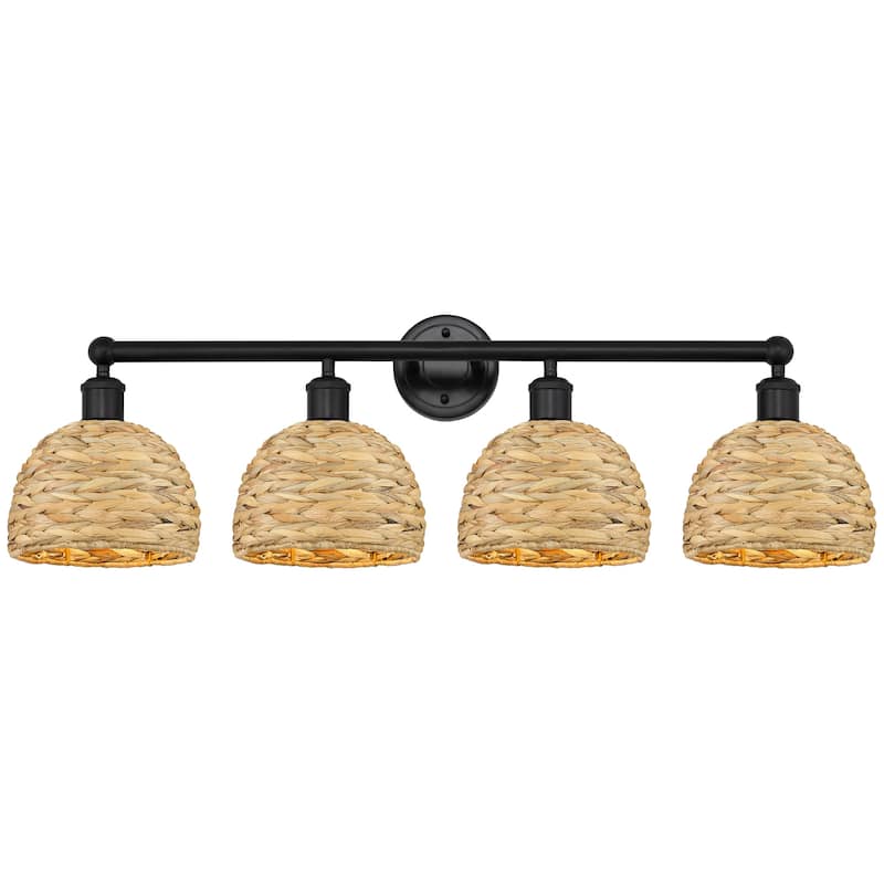 Innovations Lighting 616-4W-11-35 Woven Rattan Vanity Woven Rattan 4 - Matte Black / Natural