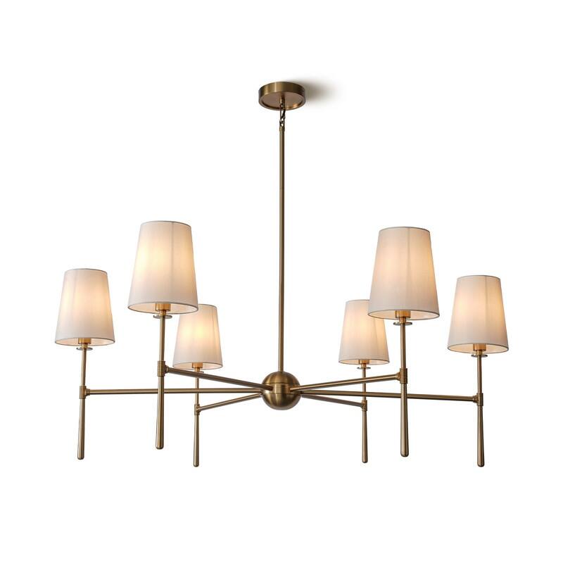 KAYLA 6-Light Chandelier, 42" Wide Modern Dining Room Light Fixture - Gold