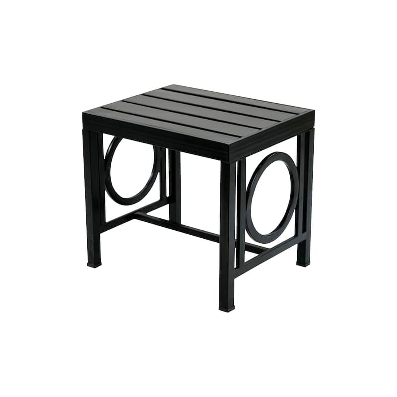 16" Black Aluminum Geo Slat Outdoor Side Table