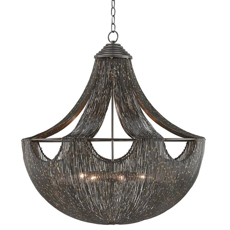 Currey & Company Eduardo Chandelier - 31.5"h x 30.25"dia - 31.5"h x 30.25"dia - Natural Iron/Brass