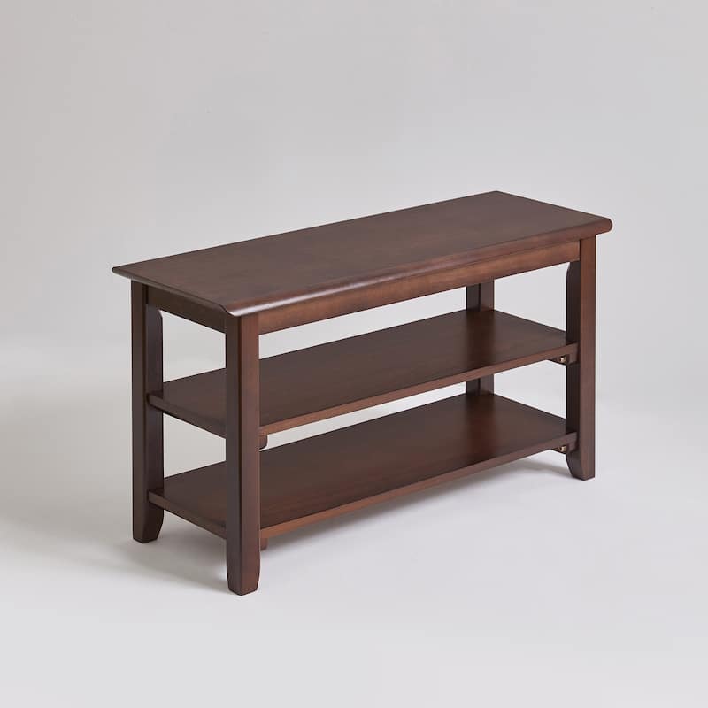 Solid Wood Shoe Bench, 2-Tier Entryway Shoe Rack Bench, Wooden Shoe Organizer with Storage Shelves, Seat Shoe Bench for Hallway