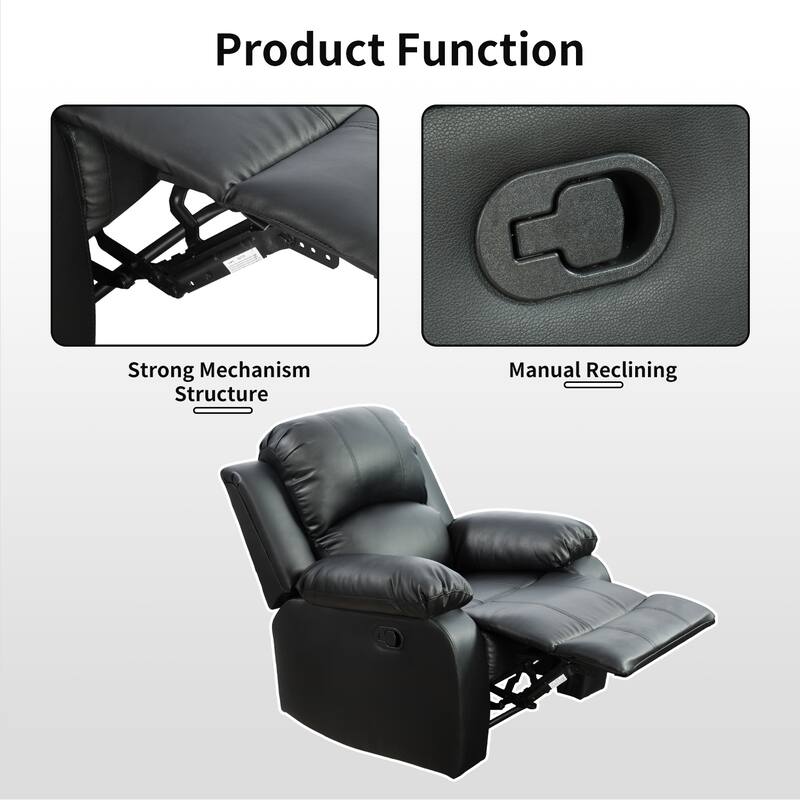 Black Semi PU And PVC 3-Piece Couch Living Room Sofa Set