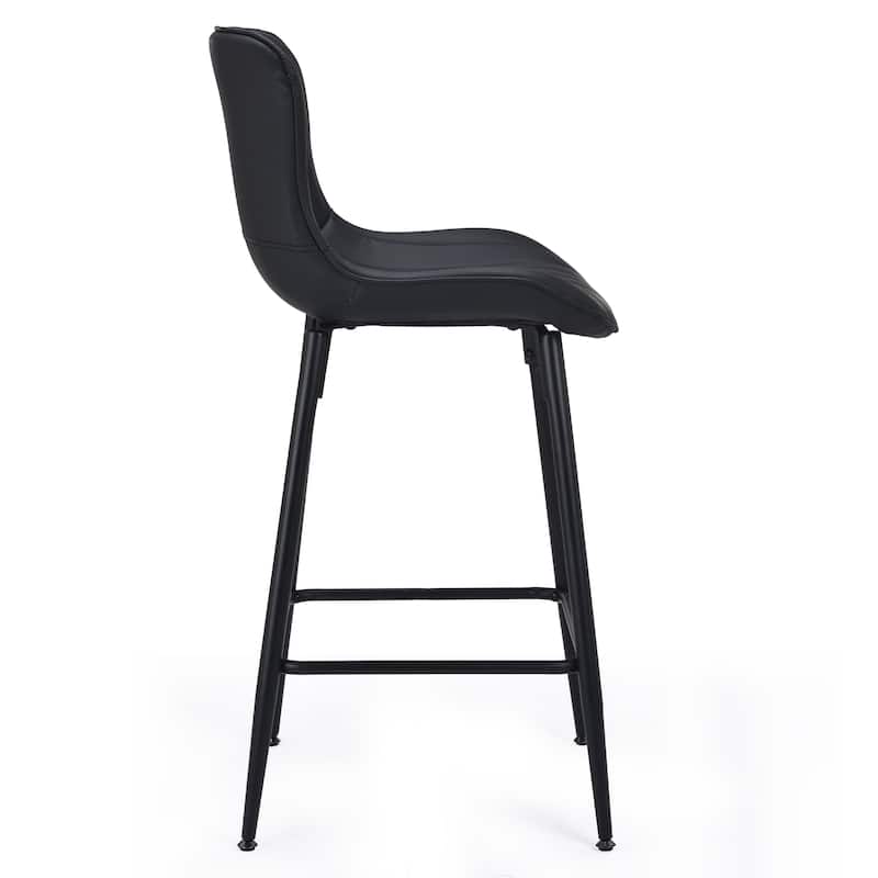 Counter Stools Set of 2, Faux Leather Counter Height Bar Stools, Modern Dining Table Chairs with Metal Legs