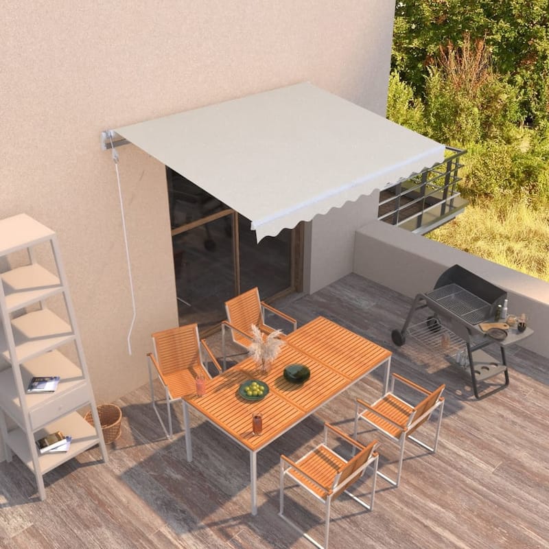 vidaXL Electric Awning Retractable Canopy Sunshade Shelter for Garden Porch - Cream - 118.1" x 98.4"