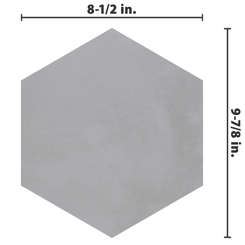 Merola Tile Industrial Hex White 8-1/2" x 9-7/8" Porcelain Floor and Wall Tile