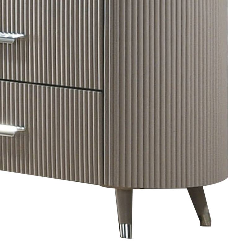 Gema 6 Drawer Wide Dresser, Light Gray Solid Wood with Cultured Stone Top