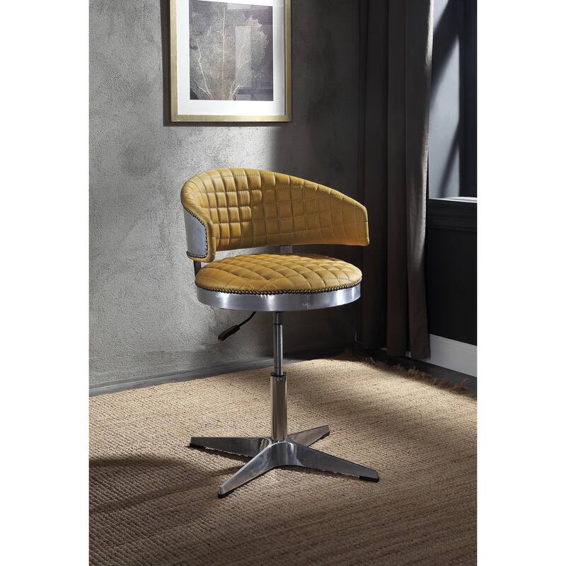 Bailee Turmeric and Chrome Adjustable Swivel Tufted Stool