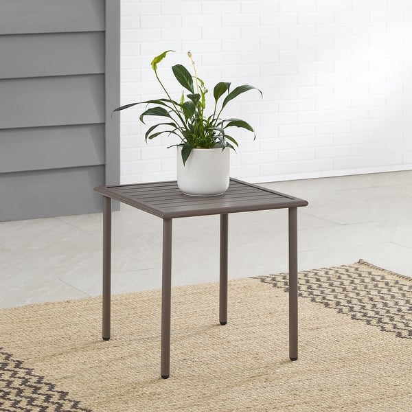 slide 2 of 7, Cali Bay Outdoor Metal Side Table - 19.75"x19.75"x19.75" 19.75"x19.75"x19.75" - Light Brown