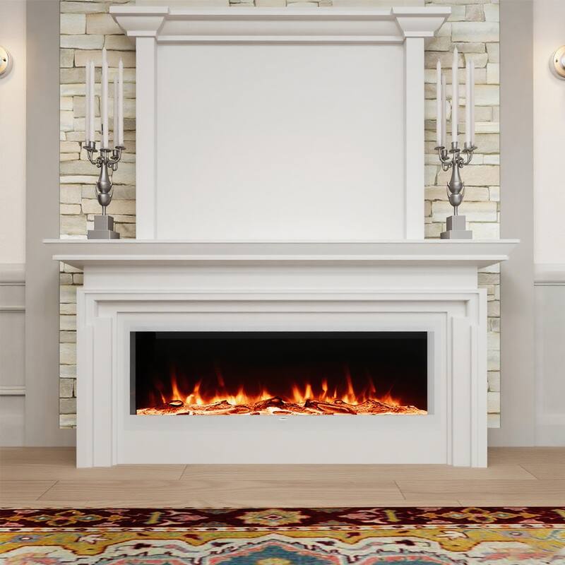 1500W Wall-Mounted &Recessed Electric Fireplace Heater with Remote Control - 50Inch