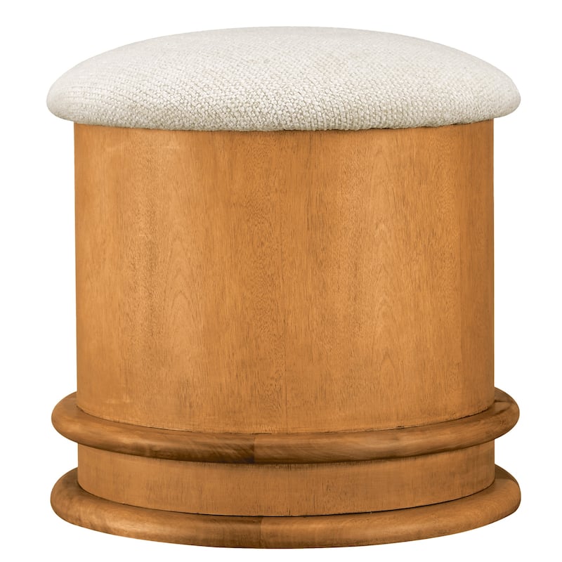 NADAAL STUDIOS Breyson Storage Stool, Mushroom-Inspired Silhouette, Solid Birch Base, Olive