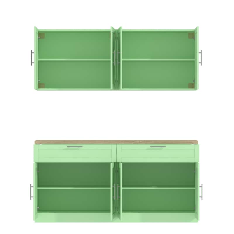 2 Piece Modular Closet Storage Set with Floor and Wall Cabinets Pantry