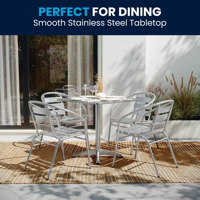 27.5" Square Aluminum Indoor-Outdoor Table Set