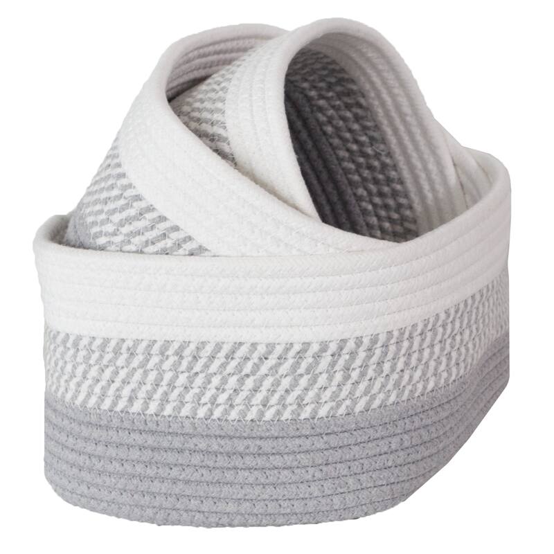 3-Piece Storage Basket Set - Small, Medium, and Large Rope Baskets by Home-Complete - Grey