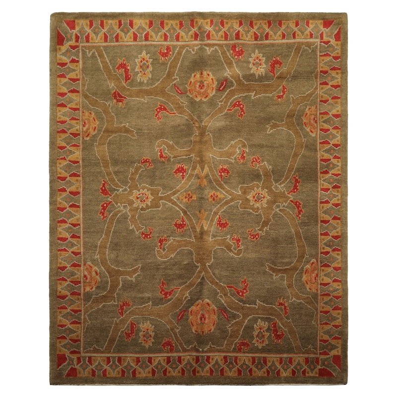 8x10 Hand Knotted Wool Moss Plush Pile Tibetan Arts & Crafts Swiss Wash Rug - 8' x 10'