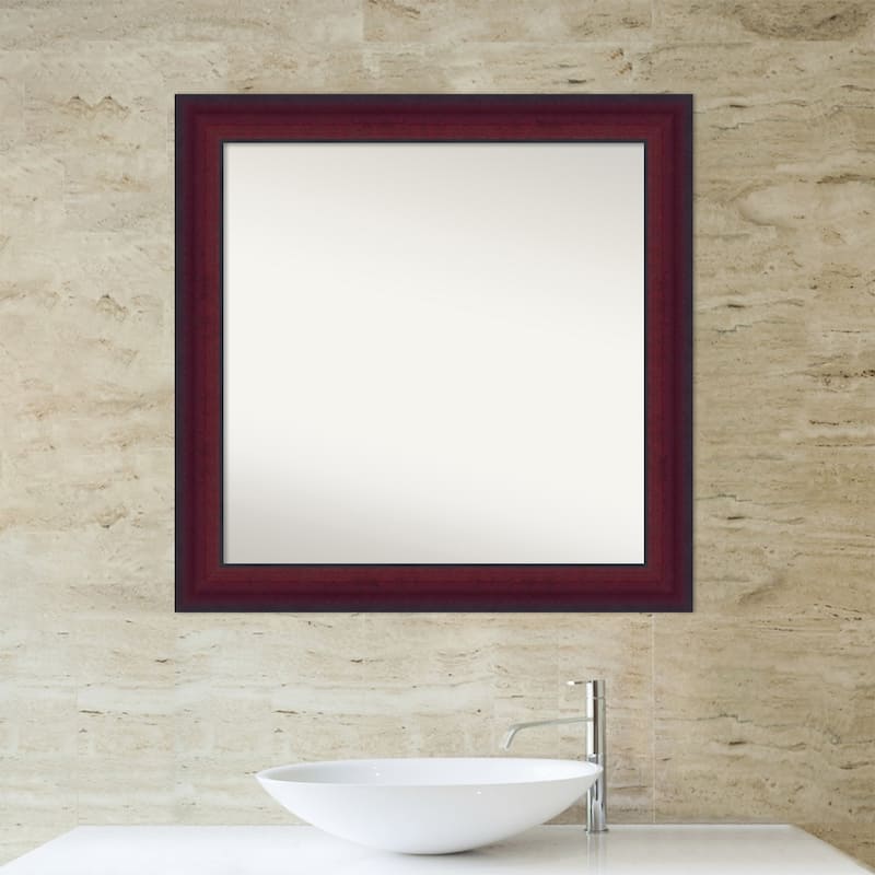 Canterbury Cherry Non-Beveled Wood Framed Bathroom Vanity Wall Mirror - Canterbury Cherry