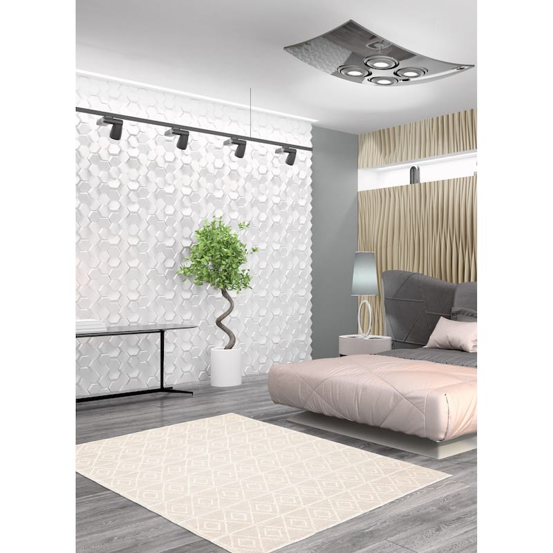 ECARPETGALLERY Braid weave Sienna Cream Wool Rug - 6'1 x 8'11