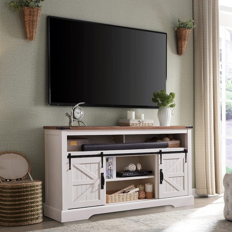 Farmhouse Wood TV Stand, Highboy Entertainment Center, Media Console