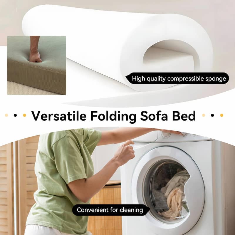 Foldable Sofa Bed Sleeper Lounge Chair with Pillow, Floor Mattress Couch with Backrest