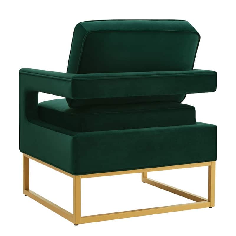 Modern Velvet Upholstered Accent Chair with Gold Metal Base