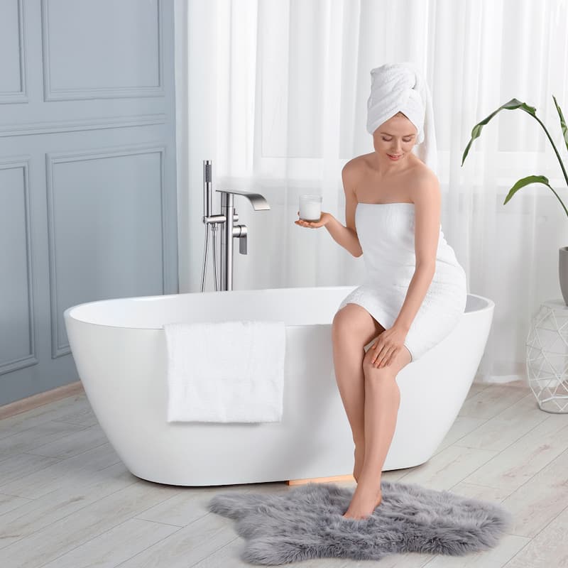 WOWOW Single-Handle Freestanding Waterfall Tub Faucet with Handshower