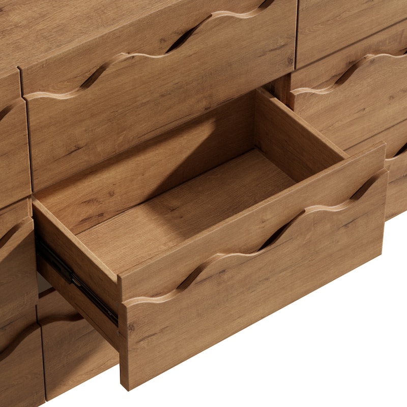 Wave Front 9 Drawer Dresser Handle-Free Modern Storage Cabinet