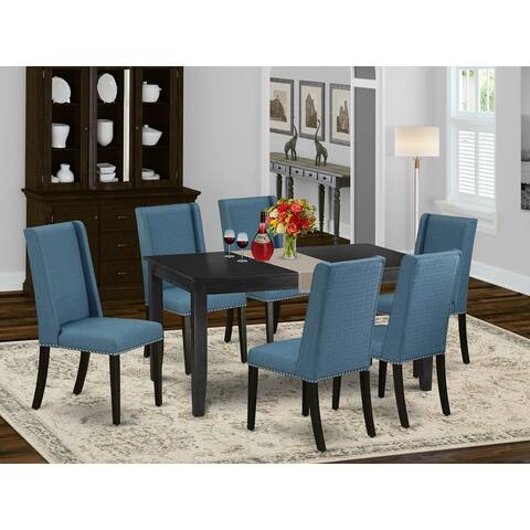 7-Piece Kitchen Dining Table set - 6 Parson Dining Chairs and Small Dining table (Finish Option)