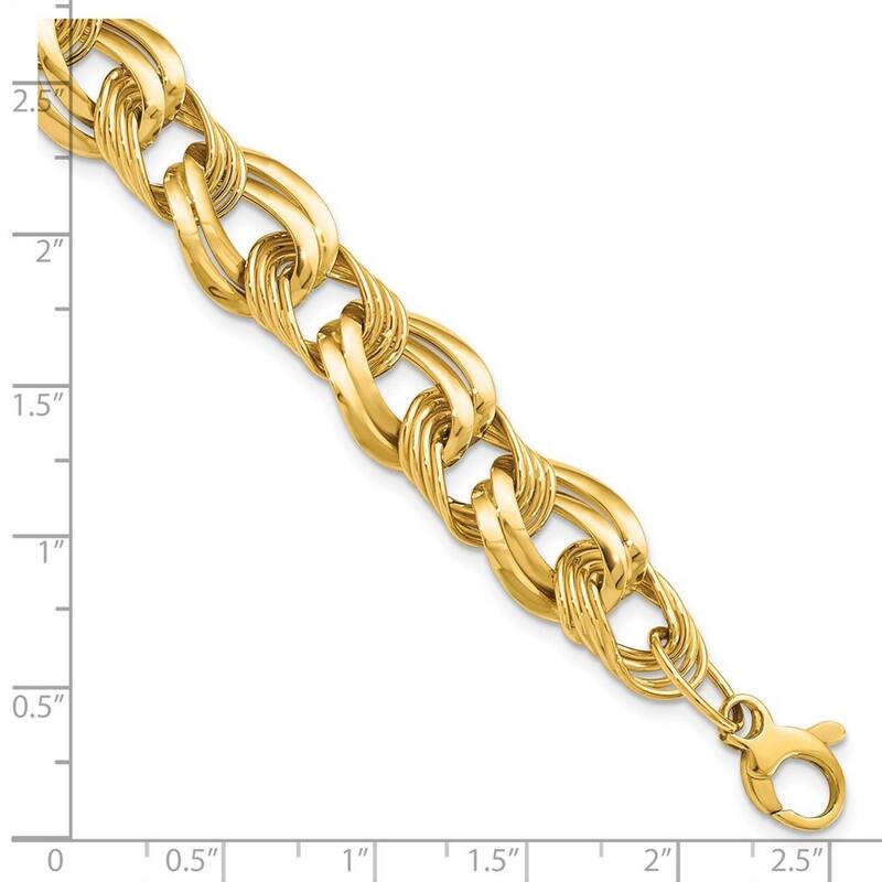 Curata 14k Yellow Gold Fancy Polished Fancy Link Bracelet 8 Inch