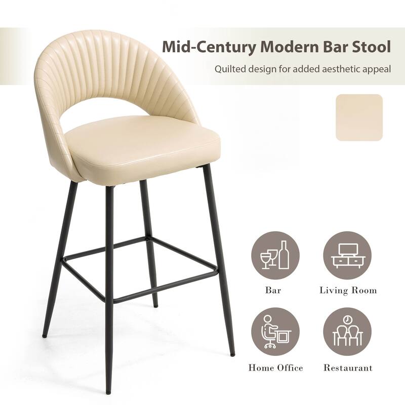 Glitzhome Modern Quilted Leatherette Tapered Legs Bar Stools Set of 4 or 6