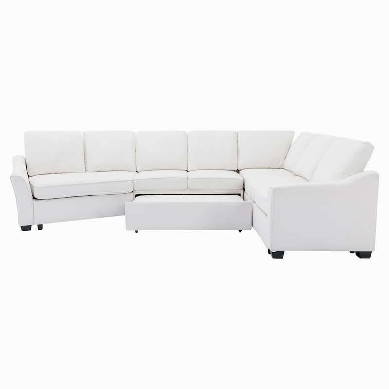 L-Shape Sectional Sleeper Sofa Bed with USB Charging Port