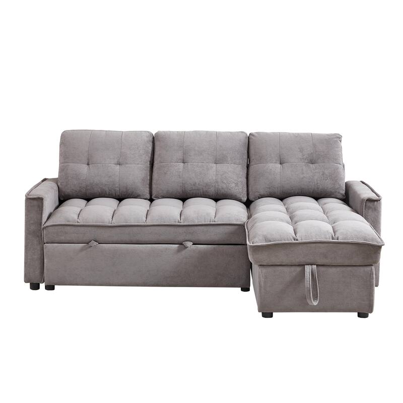 78.75" Chenille L-Shaped Reclining Sofa Bed with USB-C Charging, Storage and Arm Organizer
