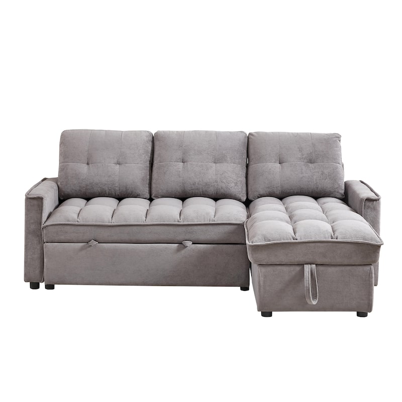 L Shaped Sectional Sofa,Convertible Sleeper Couch with Pull-Out Bed - DARK GREY