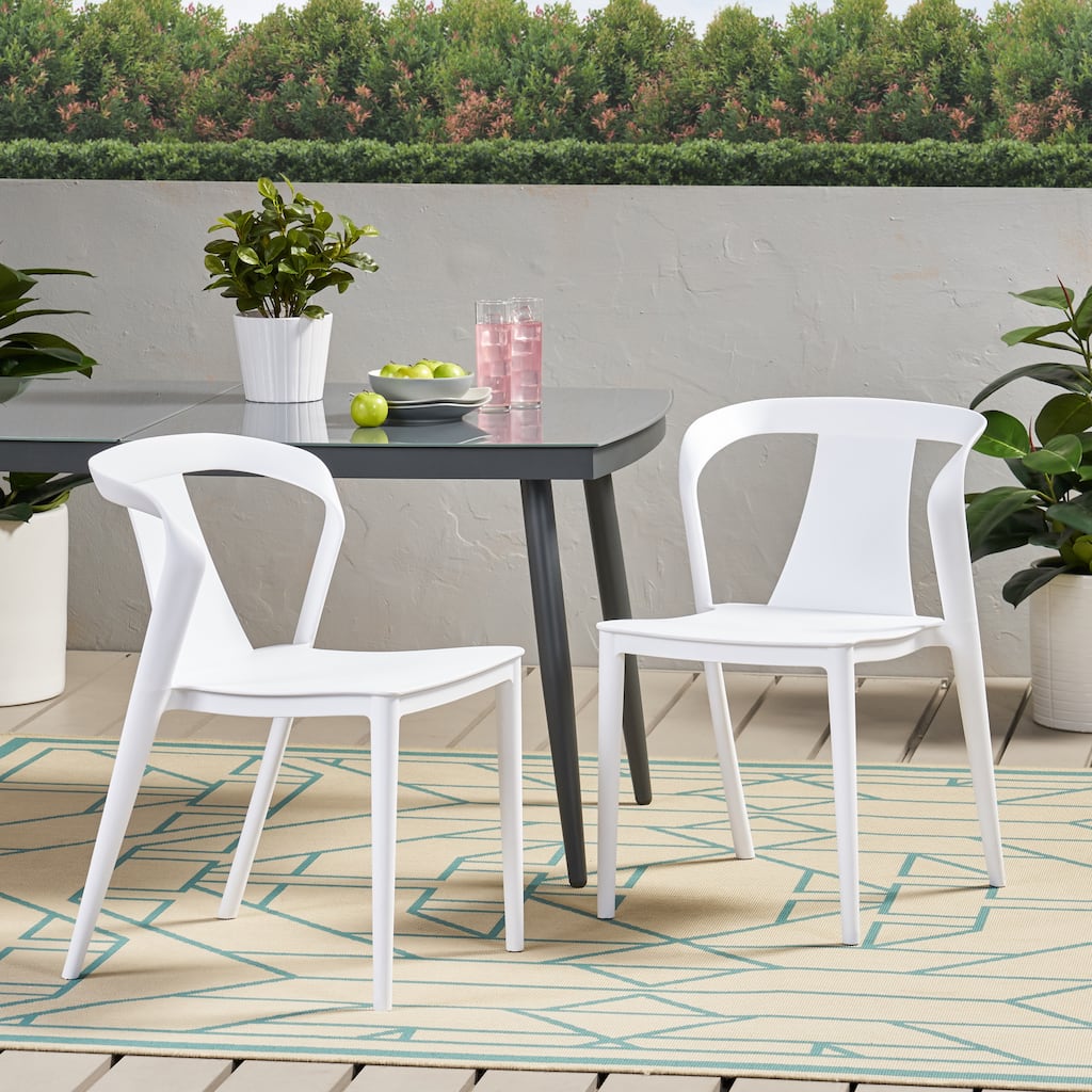 Orchid Outdoor Stacking Dining Chair (Set of 2) by Christopher Knight Home - 21.50" W x 19.50" D x 30.50" H